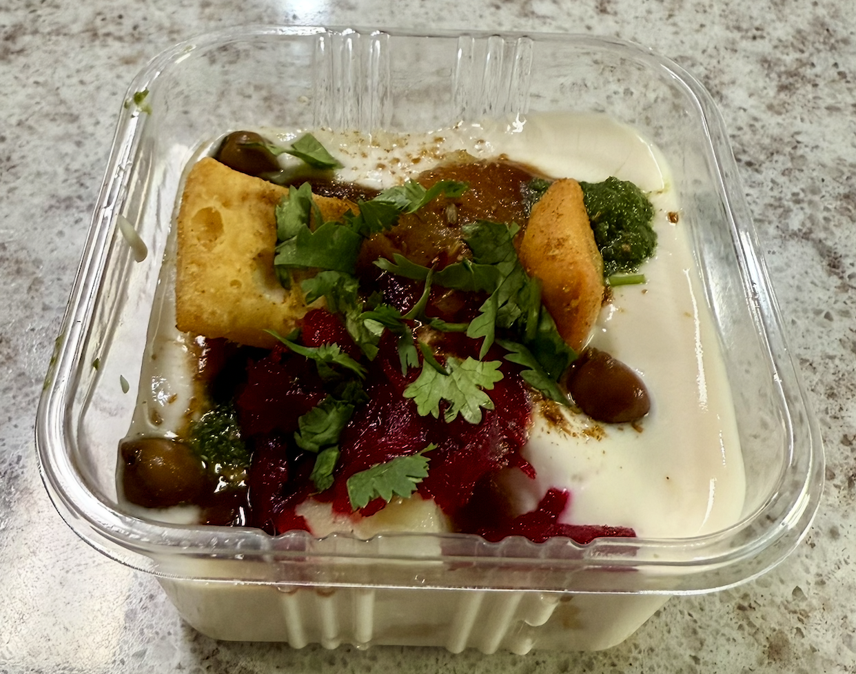 Delicious Bhalla Papdi Chaat with yogurt and chutneys
