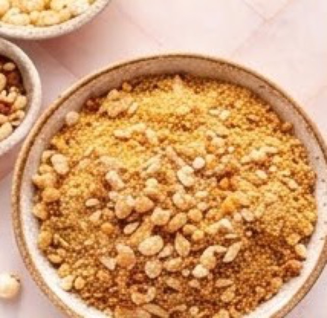 Bowl of traditional roasted panjeeri